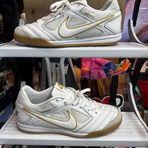 Nike White and Gold Athletic Shoes